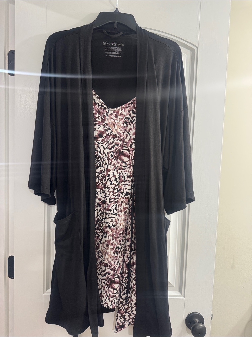 Lilac & London Black Robe with Sleep Dress